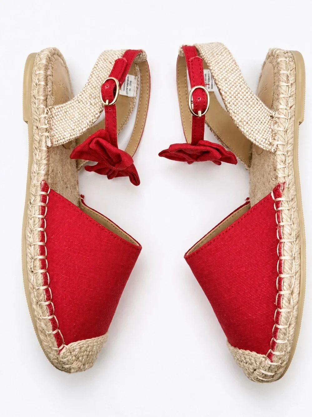Janie and Jack Girls Bow Espadrille Sandals Red Size 1 Kids Ankle Strap Shoes